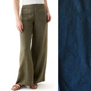 Nicole Miller black linen blend ultra high rise wide leg pants sz12